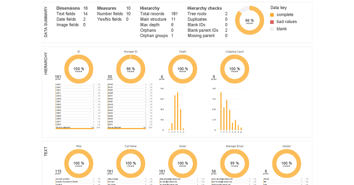 Organizational data dashboard in OrgVue