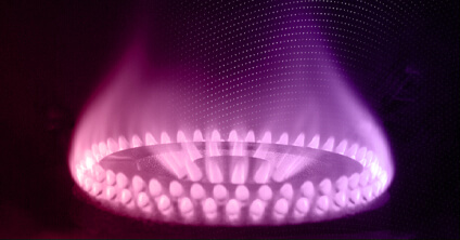 A purple ring of gas fire