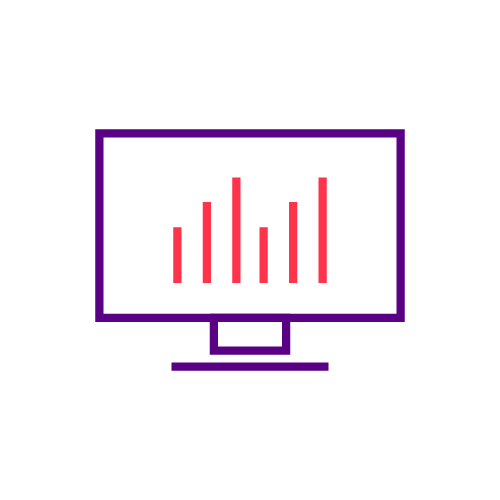 A purple computer screen with pink vertical lines