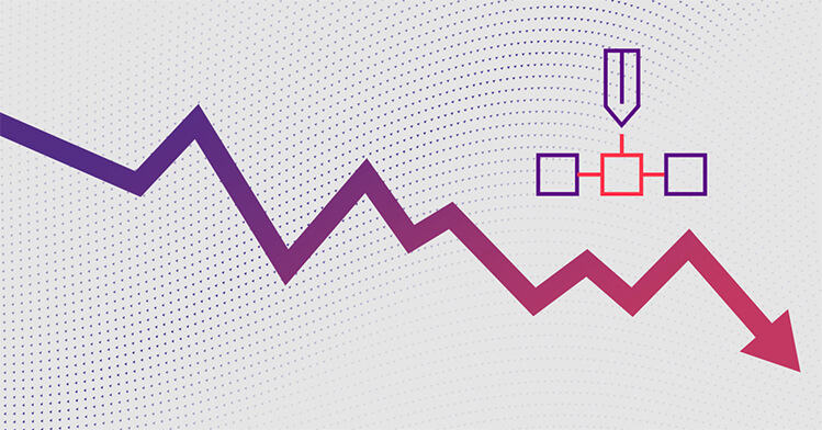 A diagram show an economy in recession