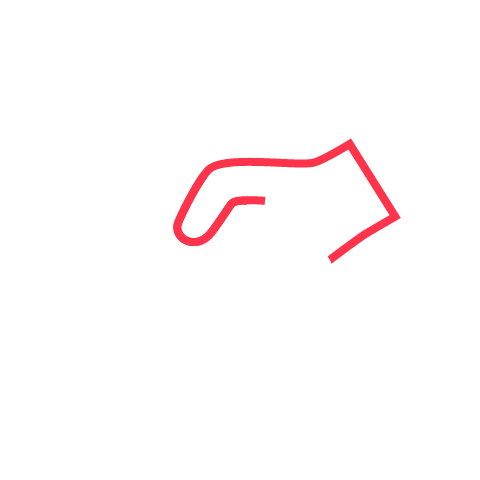 White icon representing a handshake, partnership, or client agreement.