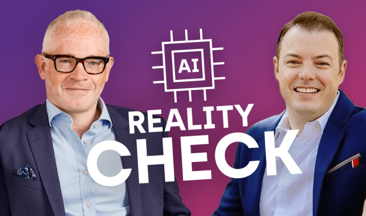 Speakers Oliver Shaw and Don Miller alongside the webinar title 'AI Reality Check'