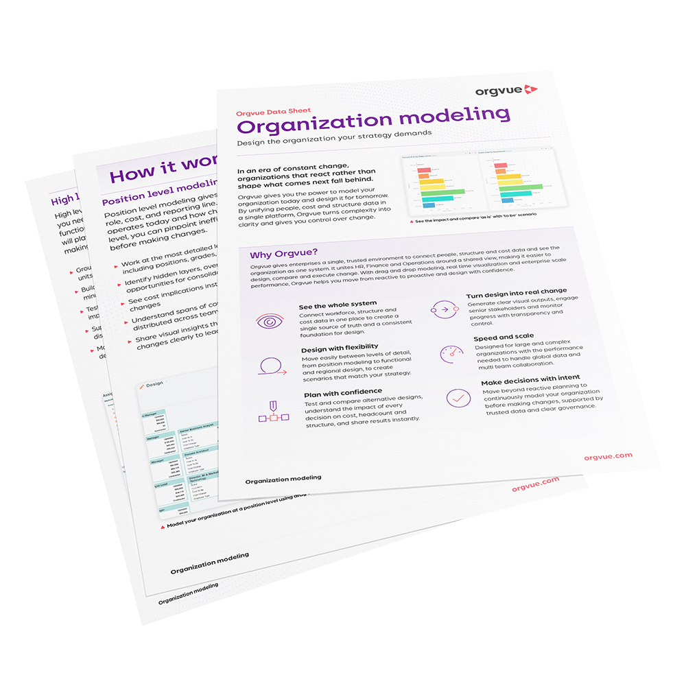 A preview image of the organization modeling data sheet