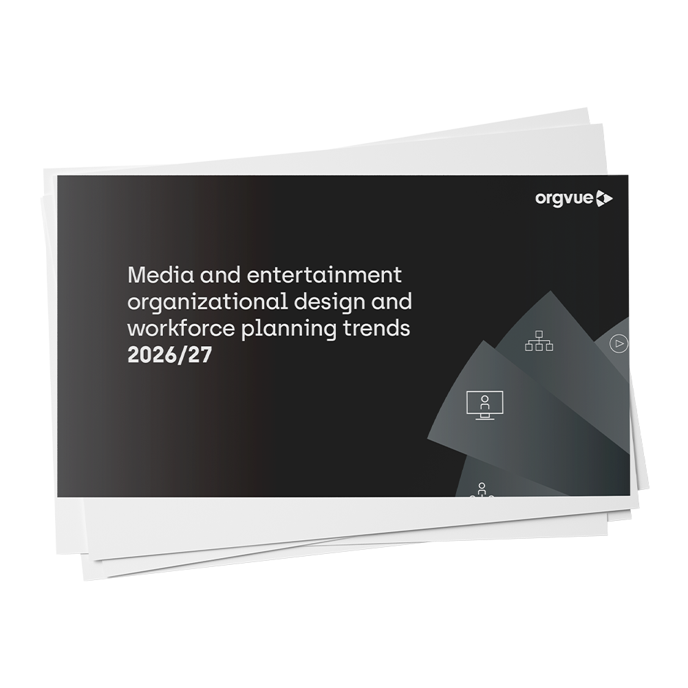 A preview image of the ebook titled 'Media and entertainment organizational design and workforce planning trends 2026/27'