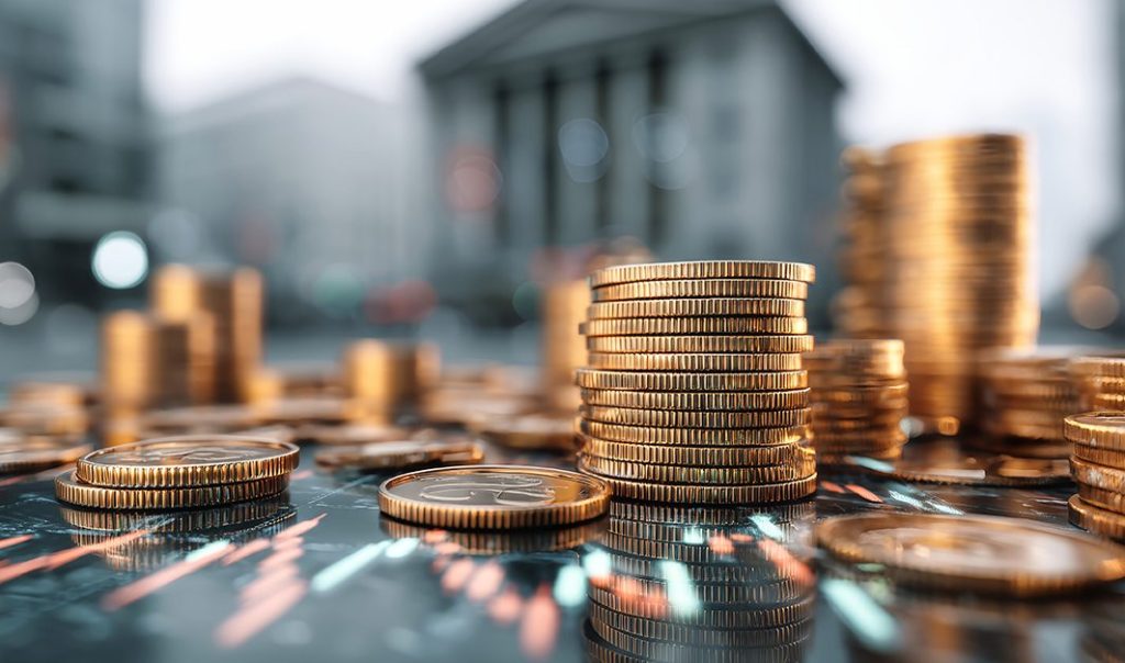 A stack of coin currency