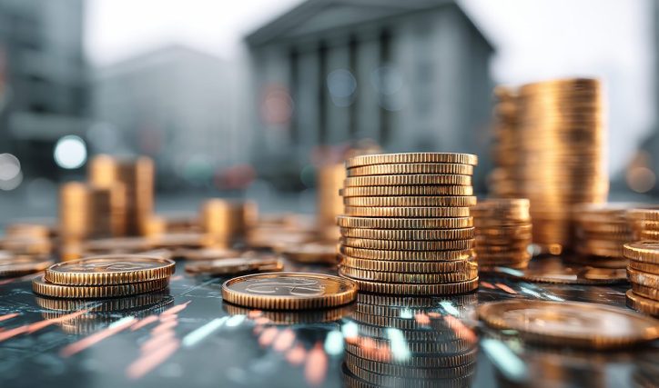 A stack of coin currency