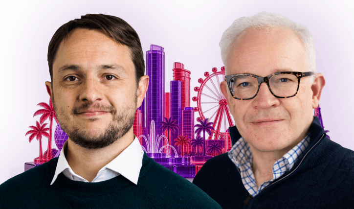 Willem Potgieter and Oliver Shaw in front of a background of a stylized Orlando skyline.